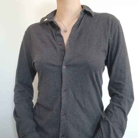 Vintage 90s classic basic grey cotton button-up shirt for work / office - Picture 16 of 16
